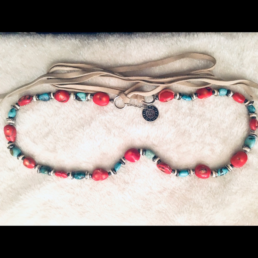 STREETS AHEAD GENUINE TURQUOISE CORAL SUEDE BELT